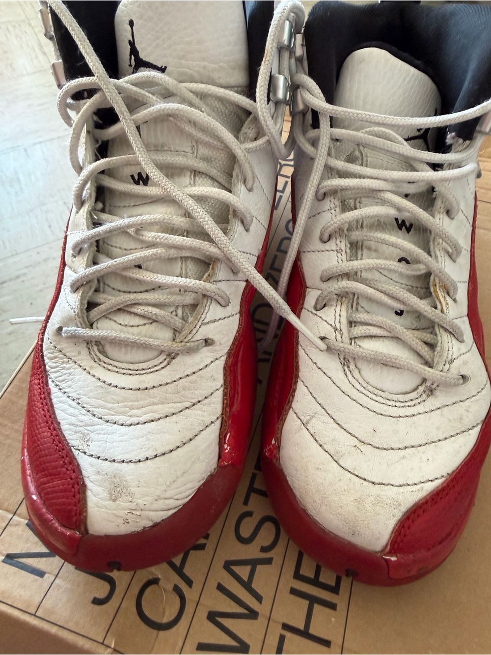 Jordan White and Red Retro Basketball Shoes